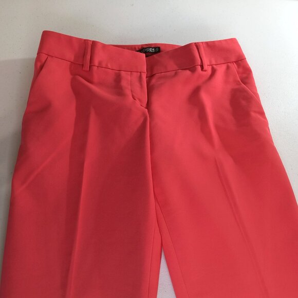 Express Columnist Ankle Low Rise Size 00 Short Hot Coral Stretch Pants - Picture 5 of 10
